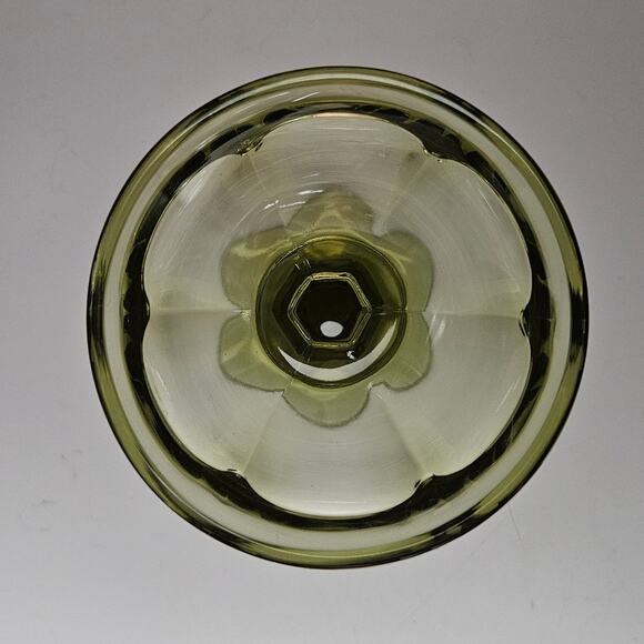 Set of 3 Vintage Green Pressed Glass Compote Dessert Bowls 4.5" - Picture 2 of 3